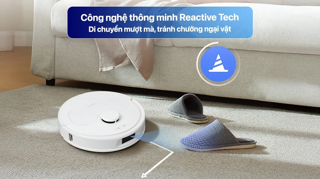 Robot hút bụi lau nhà Roborock QR 798 với công nghệ Reactive Tech phát hiện và tránh các chướng ngại vật một cách linh hoạt